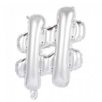 Folieballon Hashtag Zilver 41cm - thumbnail