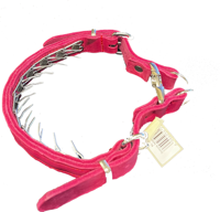 Leren prikband hond - Verstelbaar - Roze - thumbnail