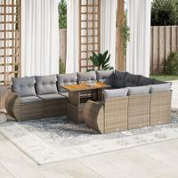 11-delige Tuinset met kussens poly rattan beige - thumbnail
