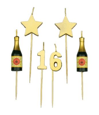 Taartkaarsjes Set 16 Jaar (6st)