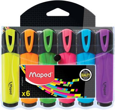 Markeerstift maped set à 6 standaard kleuren