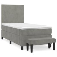 Boxspring met matras fluweel lichtgrijs 100x200 cm - thumbnail