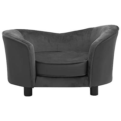 VidaXL Hondenbank 69x49x40 cm pluche en kunstleer donkergrijs