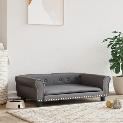 Hondenmand 95x55x30 cm kunstleer grijs Hondenmand 95x55x30 cm kunstleer grijs