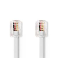 Nedis Telecomkabel | RJ11 Male | RJ11 Male | 10.0 m | Kabel design: Plat | Connectorplating: Goud Verguld | Kabeltype: RJ11 | Wit - TCGB90200WT100 - thumbnail