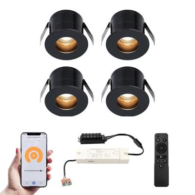 Set van 4 Olivia Smart LED Mini Inbouwspots - Veranda spots - 12V 3W 150lm - Dimbaar - Wifi & Bluetooth - 2700K - IP44 waterdicht - Zwart