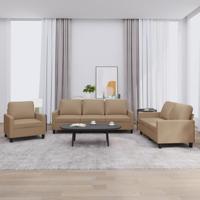3-delige Loungeset met kussens kunstleer cappuccino - thumbnail