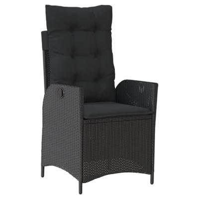 Tuinstoelen 2 st verstelbaar met kussens poly rattan zwart