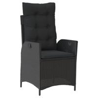 Tuinstoelen 2 st verstelbaar met kussens poly rattan zwart - thumbnail