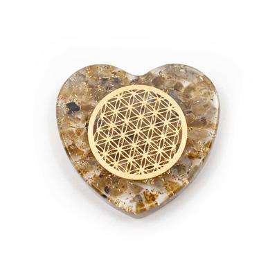 Orgoniet Hart Labradoriet met Koperen Flower of Life