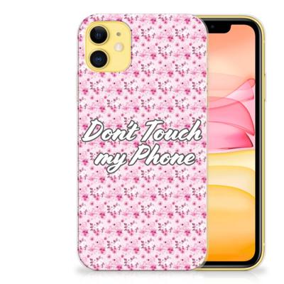 Apple iPhone 11 Silicone-hoesje Flowers Pink DTMP Apple iPhone 11 Silicone-hoesje Flowers Pink DTMP