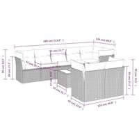 9-delige Loungeset met kussens poly rattan zwart - thumbnail