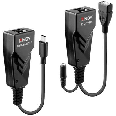 LINDY USB 2.0 Typ C Cat.6 Extender USB-extender USB-C 2.0 Via netwerkkabel RJ45 100 m
