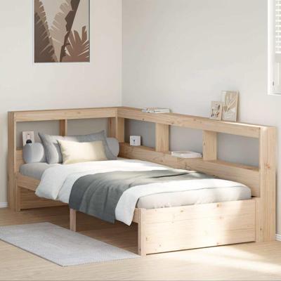 Bed met boekenkast zonder matras massief grenenhout 90x200 cm