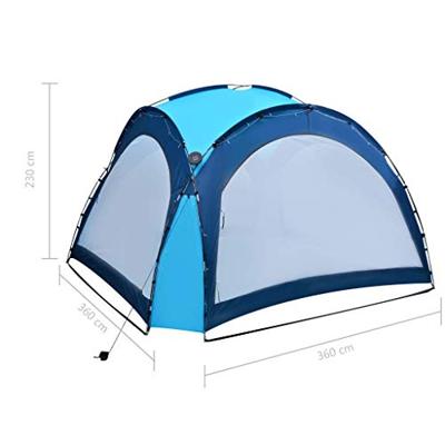 VidaXL Partytent met led en 4 zijwanden 3,6x3,6x2,3 m blauw