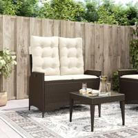 Tuinbankje verstelbaar met kussens poly rattan bruin - thumbnail