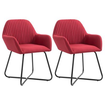 VidaXL Eetkamerstoelen 2 st stof wijnrood