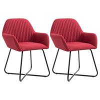 VidaXL Eetkamerstoelen 2 st stof wijnrood - thumbnail