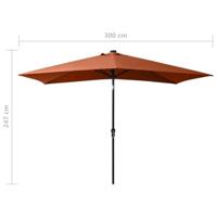 Parasol met LED's en stalen paal 2x3 m terracottakleurig - thumbnail