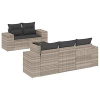 6-delige Loungeset met kussens poly rattan lichtgrijs - thumbnail