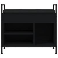 Schoenenbankje 65,5x32x57,5 cm bewerkt hout zwart - thumbnail