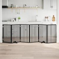 Hondenhek inklapbaar 6 panelen 300 cm populierenhout zwart - thumbnail