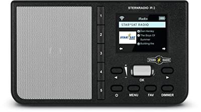 TechniSat STERNRADIO IR 2 - compacte internetradio (wifi, verwisselbare batterij, kleurendisplay, aanpasbare snelkeuzetoetsen, slaapradio, wekker, slaaptimer, snooze, AUX, app-bediening) zwart