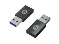 Conceptronic DONN10G tussenstuk voor kabels USB A USB C Zwart - thumbnail