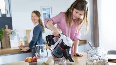 Bosch BBS711W steelstofzuiger & elektrische bezem Zakloos 0,3 l Zwart, Roestvrijstaal, Wit - thumbnail