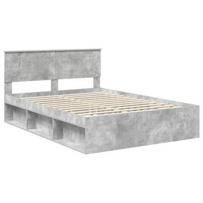 Bedframe met hoofdeinde Beton 140 x 190 cm Bewerkt hout