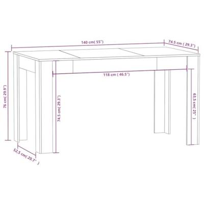 Eettafel 140x74,5x76 cm spaanplaat betongrijs