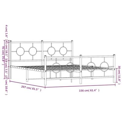 Bedframe met hoofd- en voeteneinde metaal zwart 150x200 cm