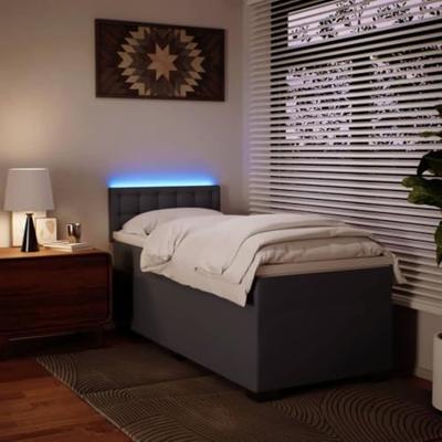 Boxspring met matras kunstleer grijs 80x200 cm