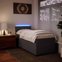 Boxspring met matras kunstleer grijs 80x200 cm - thumbnail