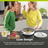 BE Living Wokpan met deksel ø 30 cm - keramische anti-aanbaklaag - PFAS-vrij - geschikt voor alle warmtebronnen - wit - thumbnail