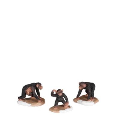 Chimpanzee family 3 stuks l5xb4,5xh4,5cm Kerst Luville - Luville