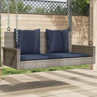 Schommelbank met kussens 119x56x48 cm poly rattan grijs - thumbnail