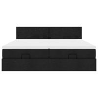 Ottoman bed met matrassen 200x200cm stof zwart - thumbnail