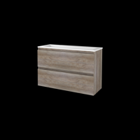 Basic-Line Start 39 Badkamermeubelset - Ondiep - 100 x 39 cm - Greeploos - 2 Lades - Acryl Wastafel - 2 Kraangaten - Scotch Oak - thumbnail