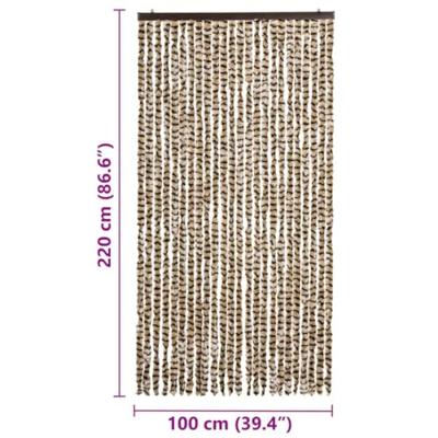 Vliegengordijn 100x220 cm chenille beige en bruin