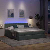 Ottoman bed met matrassen en LED's 160x200cm stof donkergrijs - thumbnail