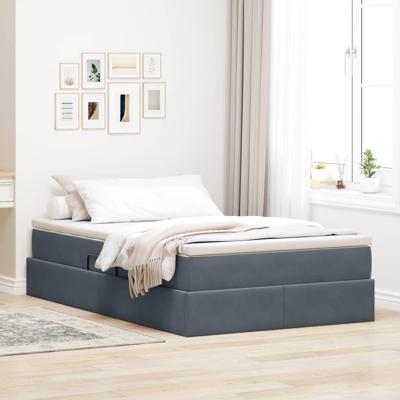 Opbergbed met matras Donkergrijs 120 x 190 cm Fluweel