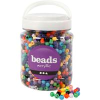 Creativ Company Pony kralen, d 8 mm, gatgrootte 4 mm, ca. 2280 stuk, diverse kleuren, 415 gr, 700 ml/ 1 doosje - thumbnail