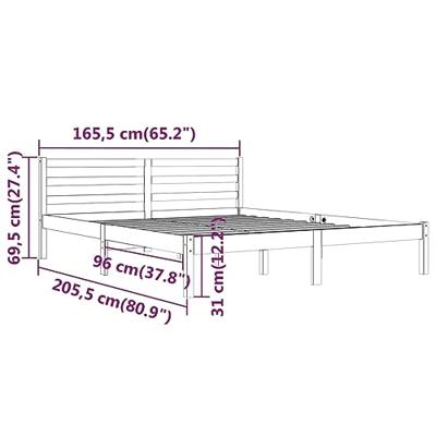 Bedframe massief grenenhout wit 160x200 cm