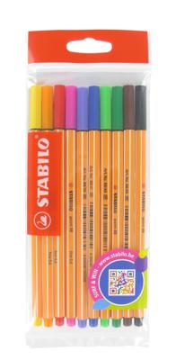 STABILO point 88 fineliner, etui van 10 stuks in geassorteerde kleuren STABILO point 88 fineliner, etui van 10 stuks in geassorteerde kleuren