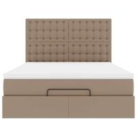 Ottoman bed met matras 140x200cm kunstleer cappuccinokleurig - thumbnail