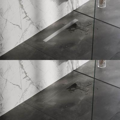 Brauer Douchegoot - 80x7x6.7cm - ondiepe vloerflens - tegelinlegrooster omkeerbaar- zijuitloop - RVS DR-MRF80NG