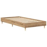 Bedframe zonder matras spaanplaat artisanaal eikenkleurig - thumbnail
