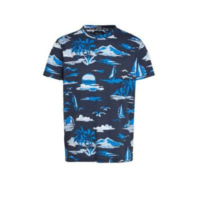 Cars T-shirt met all over print blauw/grijs
