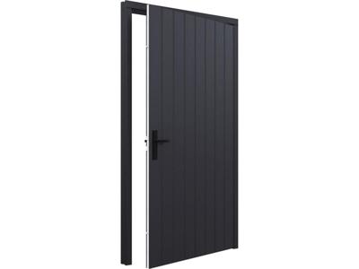 Trendhout Plaatdeur enkel XL - rechtsdraaiend - 120x211,5 cm + kozijn 133,4x218,9 cm - zwart (incl. hang en sluitwerk)- - Hout- Trendhout
